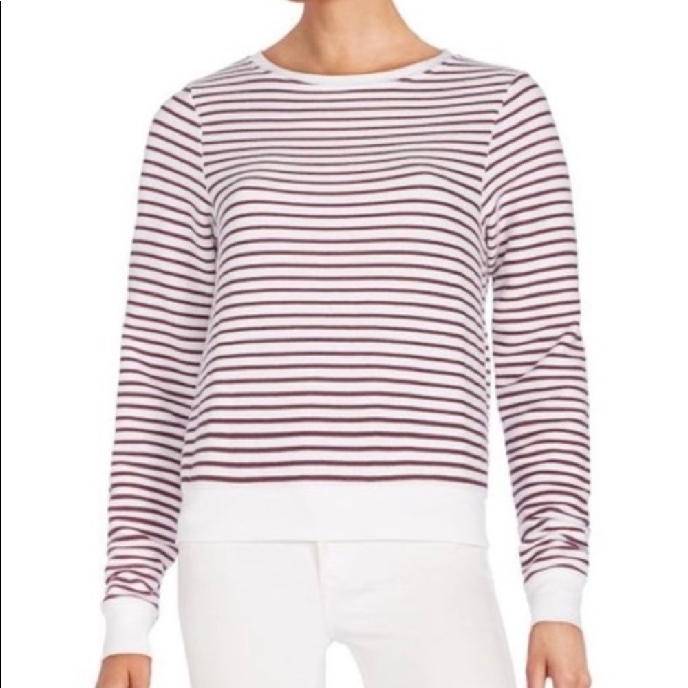 WILDFOX Striped Burgundy & White Long Sleeve